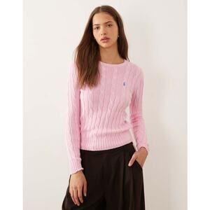 Polo Ralph Lauren Jumper Sweater Julianna Cotton Cable Knit Pink Size Large